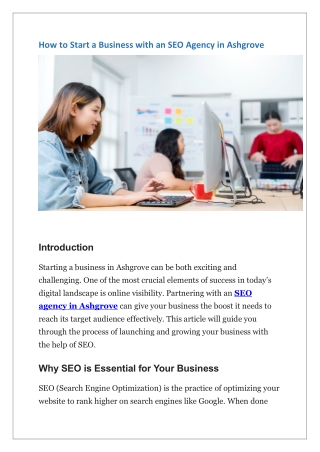 How to Start a Business with an SEO Agency in Ashgrove