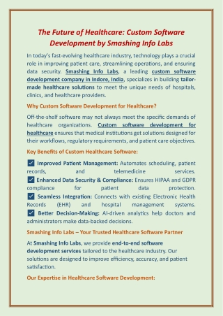 Why Custom Software is the Key to Modern Healthcare Solutions – Smashing Info Labs