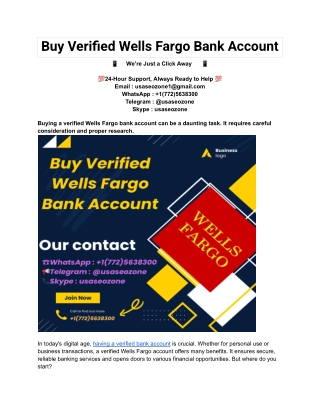 Best Site To Buy Verified Wells Fargo Bank Account in 2025