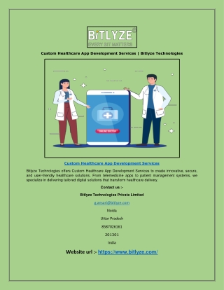 Custom Healthcare App Development Services | Bitlyze Technologies