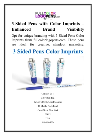 3-Sided Pens with Color Imprints – Enhanced Brand Visibility