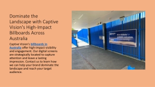 Dominate the Landscape with Captive Vision's High-Impact Billboards Across Australia