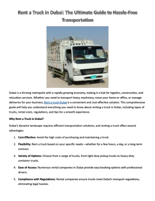 Rent a Truck in Dubai