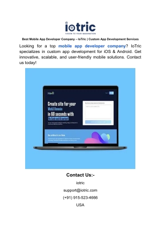 Best Mobile App Developer Company – IoTric _ Custom App Development Services