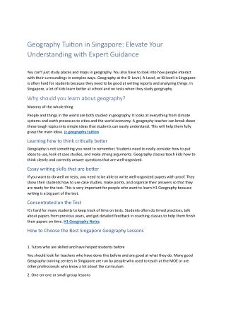 Best Geography Tuition