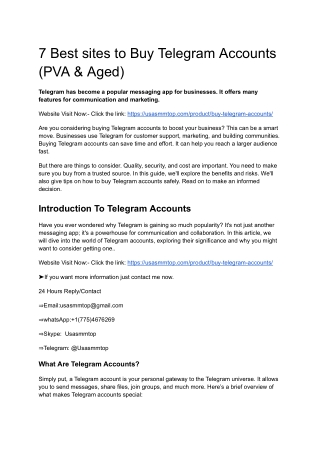 7 Best sites to Buy Telegram Accounts (PVA & Aged)