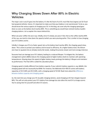 Why Charging Slows Down After 80% in Electric Vehicles