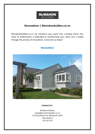 Renovations | Mcmahonbuilders.co.nz