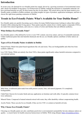 Trends in Eco-Friendly Paints: What’s Available for Your Dublin Home?