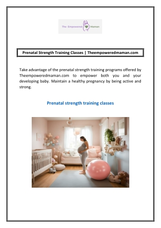 Prenatal Strength Training Classes | Theempoweredmaman.com