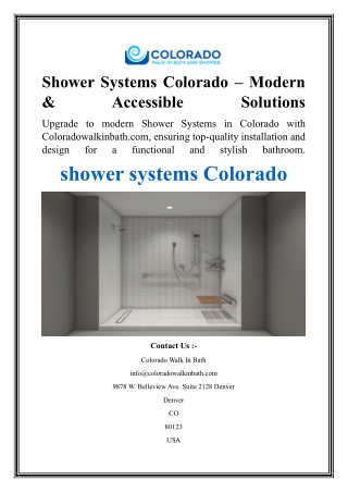 Shower Systems Colorado – Modern & Accessible Solutions