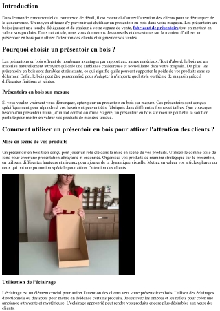 Comment attirer l'attention des clients avec un présentoir en bois dans votre ma