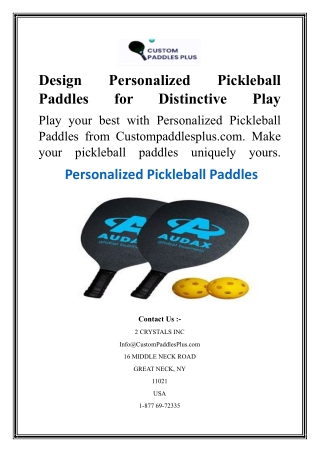 Design Personalized Pickleball Paddles for Distinctive Play