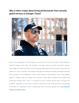 Why is there a hype about hiring professionals from security guard services in Avinger, Texas