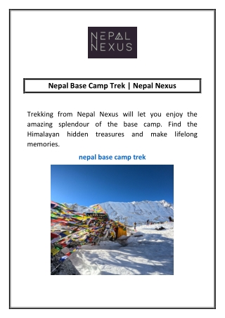 Nepal Base Camp Trek | Nepal Nexus