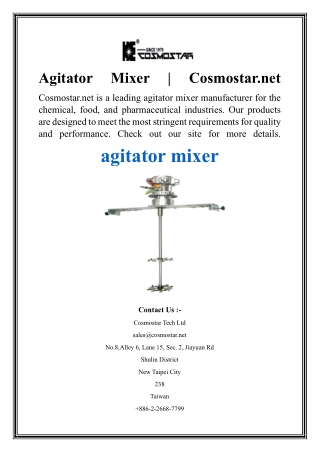 Agitator Mixer  Cosmostar.net