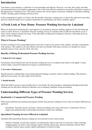 A Fresh Look at Your Home: Pressure Washing Services by Lakeland