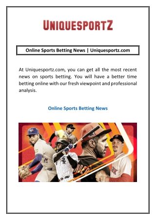 Online Sports Betting News | Uniquesportz.com