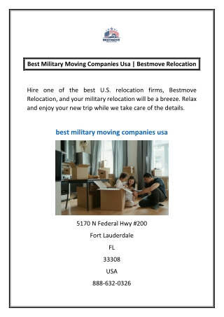 Best Military Moving Companies Usa | Bestmove Relocation