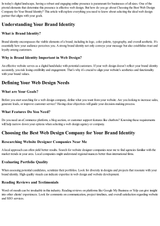 Choosing the Best Web Design Company for Your Brand Identity