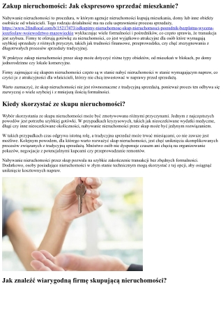 Nabywanie nieruchomości: Jak szybko sprzedać nieruchomość?