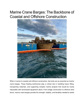 Marine Crane Barges: The Backbone of Coastal and Offshore Construction