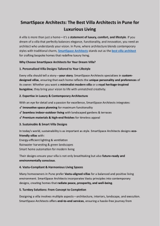 SmartSpace Architects The Best Villa Architects in Pune for Luxurious Living