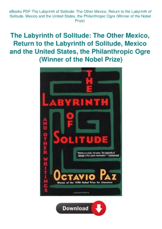 eBooks PDF The Labyrinth of Solitude The Other Mexico  Return to the Labyrinth of Solitude  Mexico a