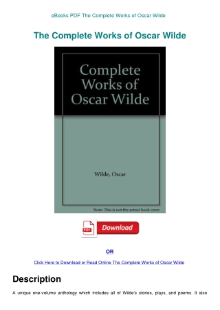 eBooks PDF The Complete Works of Oscar Wilde