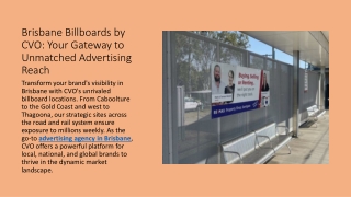 Brisbane Billboards by CVO Your Gateway to Unmatched Advertising Reach