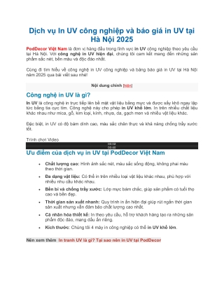 Dịch vụ In UV công nghiệp và báo giá in UV tại Hà Nội