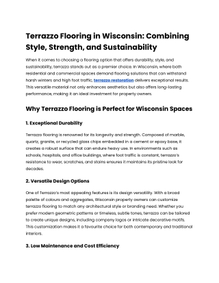 Terrazzo Flooring in Wisconsin_ Combining Style, Strength, and Sustainability