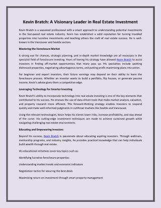 Kevin Bratch A Visionary Leader in Real Estate Investment