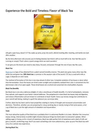 Experience the Bold and Timeless Flavor of Black Tea