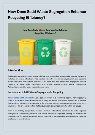 How Does Solid Waste Segregation Enhance Recycling Efficiency