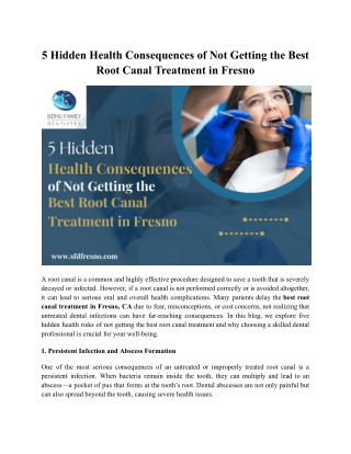 5 Health Risks of Missing the Best Root Canal Treatment in Fresno