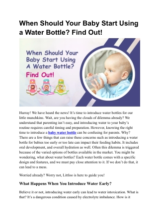 When Should Your Baby Start Using a Water Bottle? Find Out!