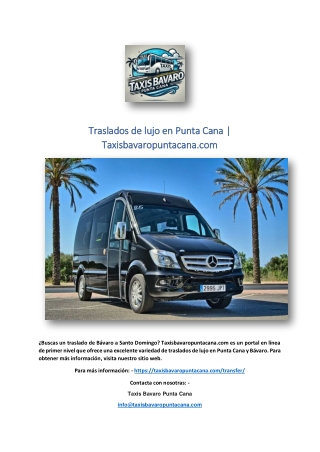 Traslados de lujo en Punta Cana | Taxisbavaropuntacana.com