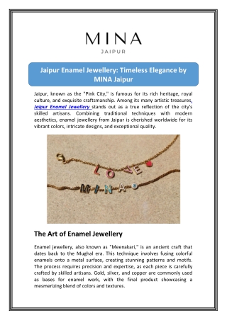 Explore Exquisite Enamel Jewellery - Mina Jaipur