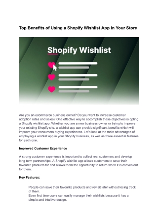 Top Benefits of Using a Shopify Wishlist App in Your Store