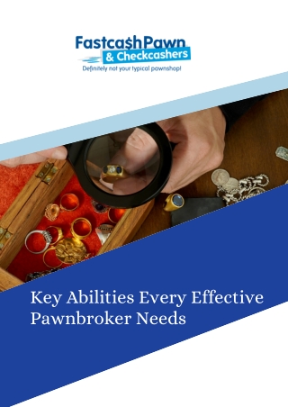 Key Abilities Every Effective Pawnbroker Needs