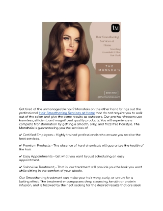 Hair Smoothening Services at Home – The Monsha’s