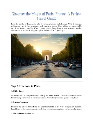 Discover the Magic of Paris, France A Perfect Travel Guide