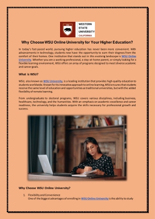 Why Choose WSU Online University for Your Higher Education