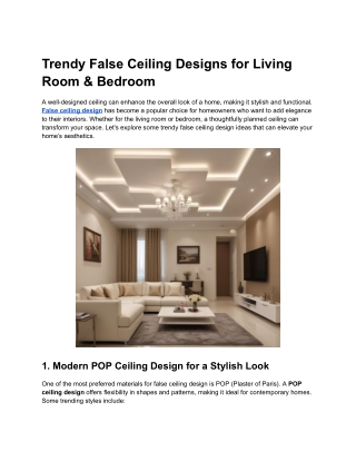 Trendy False Ceiling Designs for Living Room & Bedroom