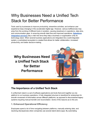 Why Businesses Need a Unified Tech Stack for Better Performance