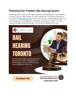 Protecting Your Freedom Bail Hearings Toronto
