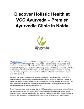 Premier Ayurvedic Clinic in Noida