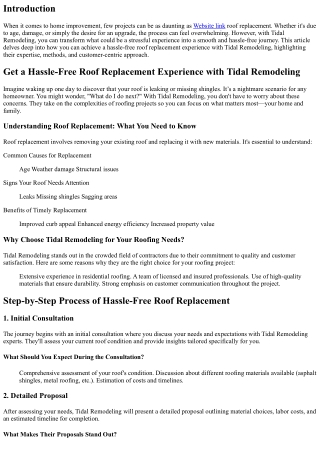 Get a Hassle-Free Roof Replacement Experience with Tidal Remodeling