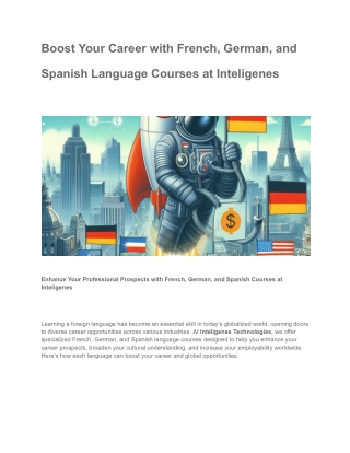 Boost Your Career with French, German, and Spanish Language Courses at Inteligenes